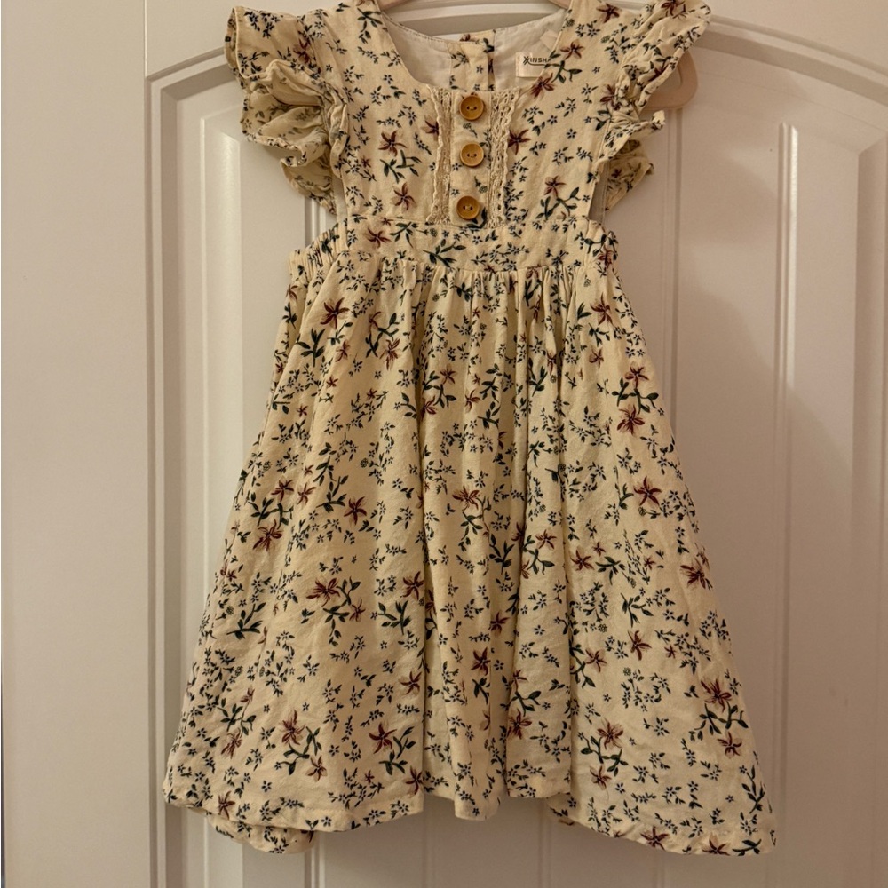 Floral Cream Kids Dress